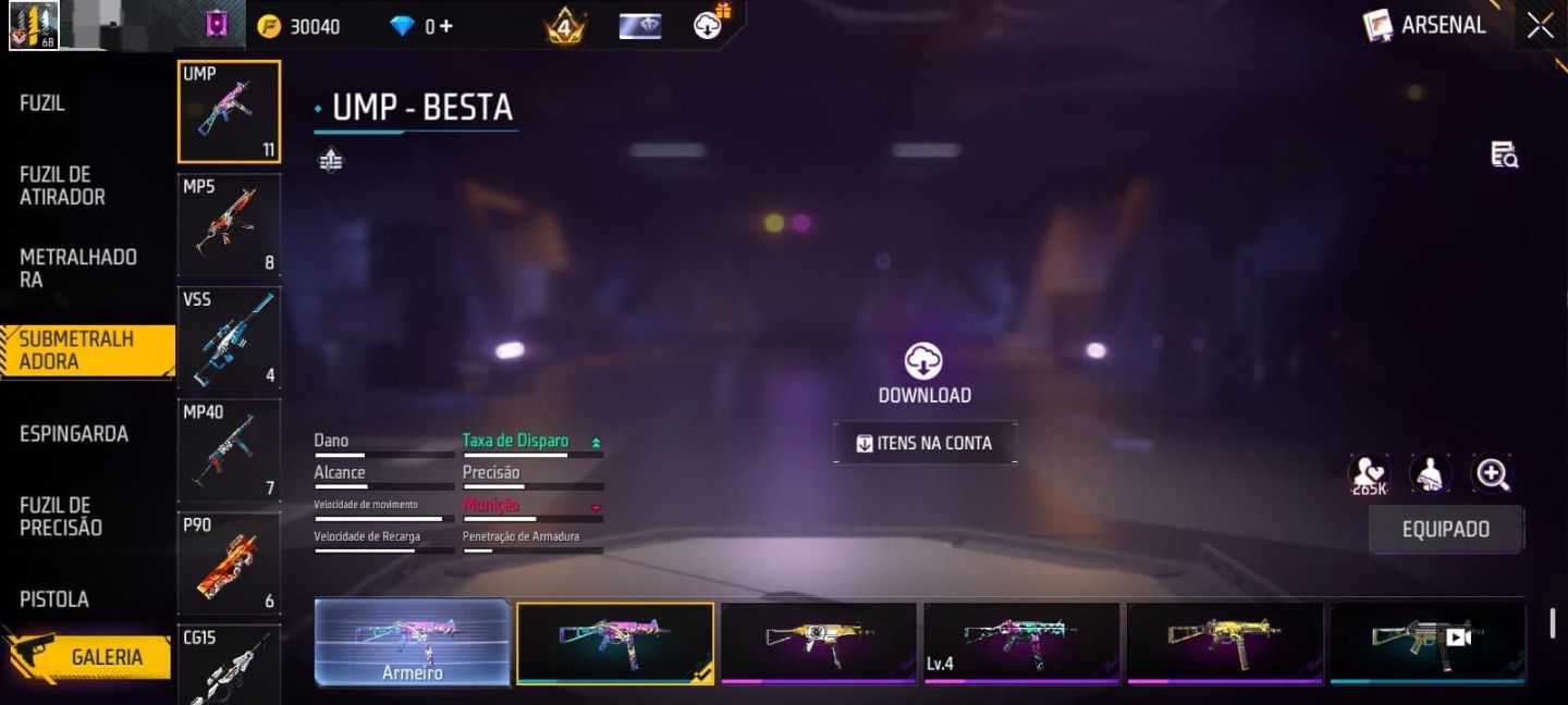 CONTA FF NV 68 / UMP MAX LV 7 / PRIME 4 / PARCERIAS RARAS + PASSES ANTIGOS