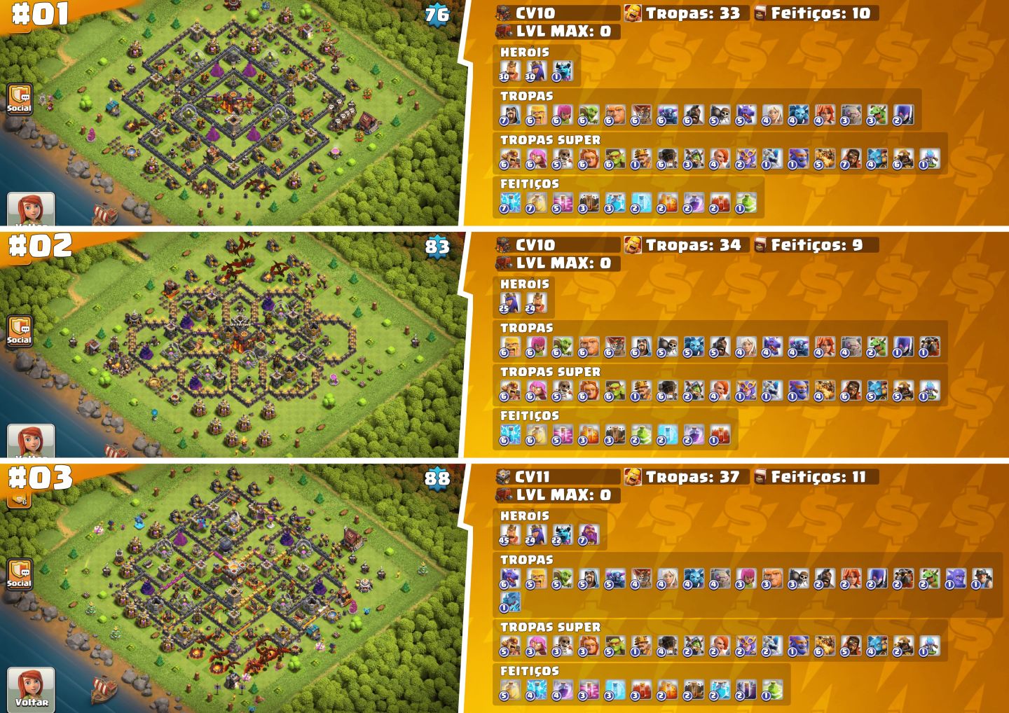 EM OFERTA!! - CLASH OF CLANS CONTAS COM OS MAIORES LVL DE CC & CV FULLS