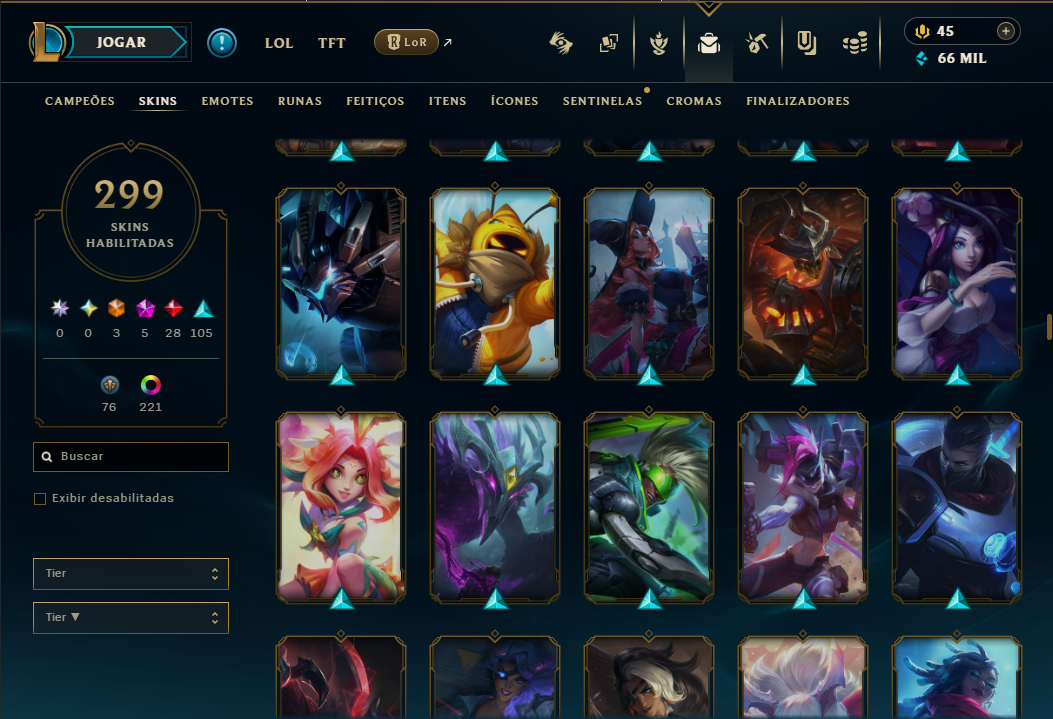 CONTA ESMERALDA, DIAMANTE ULTIMA TEMP. EX-MESTRE, 299 SKINS, PRESTIGIOS/ULTIMATE