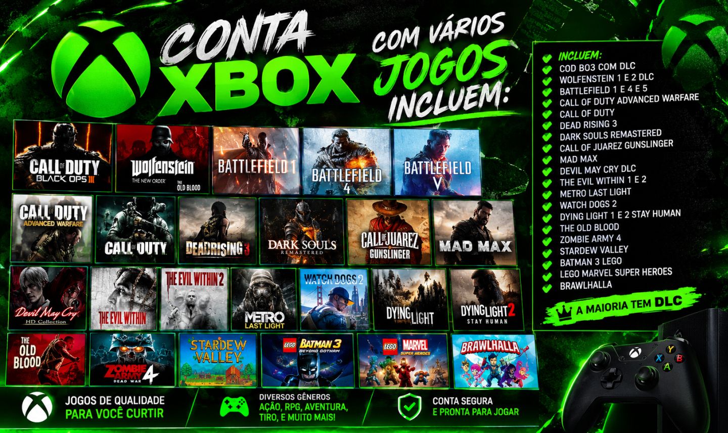 CONTA XBOX VÁRIOS JOGOS NÃO É CONTA COMPARTILHADA