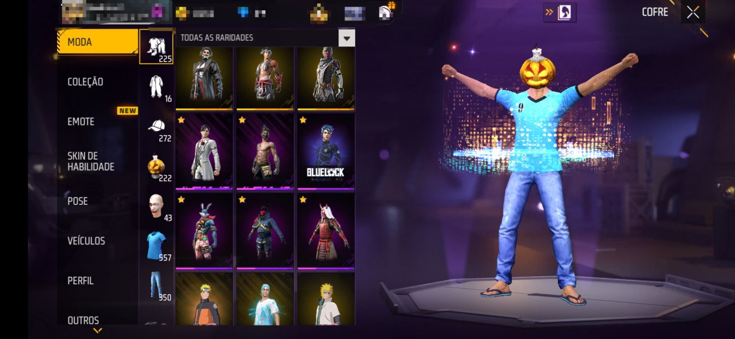 Conta level 75 com UMP Atributada e mais de 1000 roupas