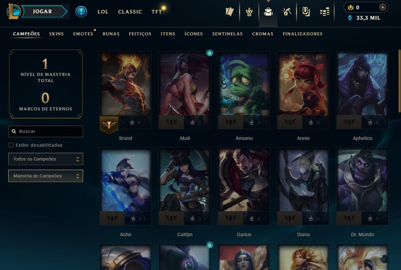 Conta Upada a Mão - 41 Skins - Lvl 30 - 35 Campeões - 33K de Ea - Skins no Baú