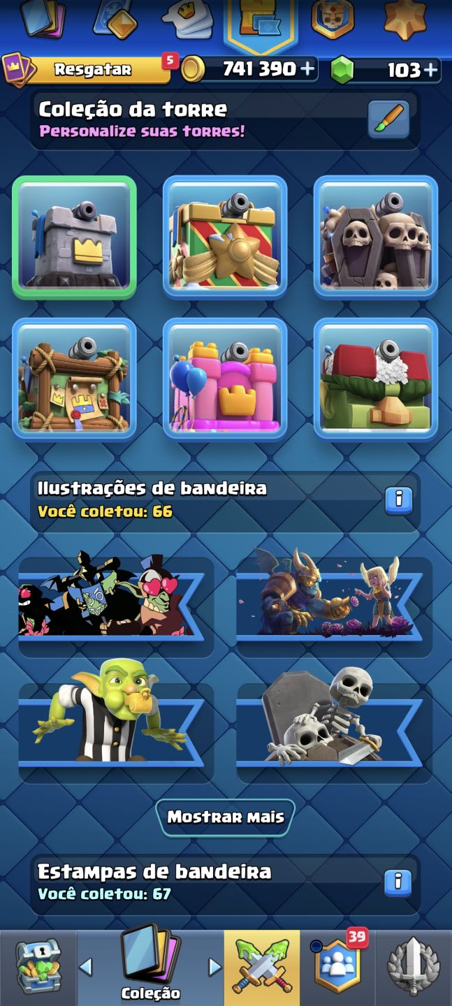 Conta Clash Royale Nível 15 121/123 Cartas | 741K Ouro | 103 Gemas