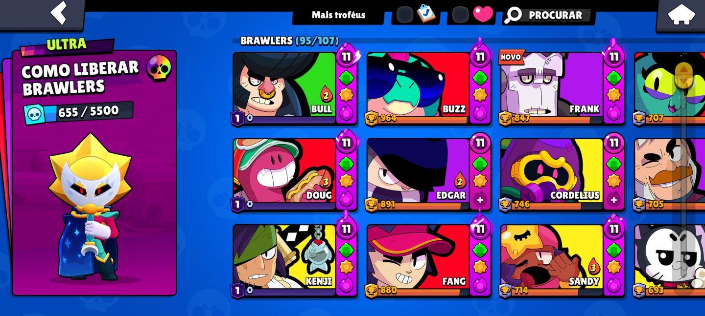 OFERTA! CONTA RARA COM 97 BRAWLERS