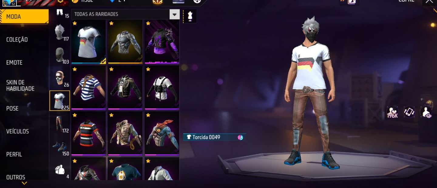 Conta de free fire com sombra roxa, aventureiro, coelhao e muita coisa antiga