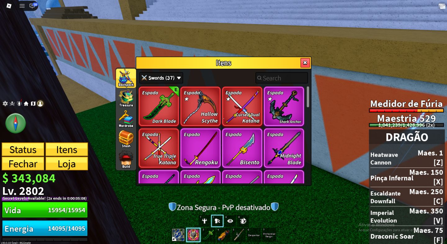 Conta de Blox Fruits Full com Dragon, Portal e Buddha Perm, Gamepass e raças v4