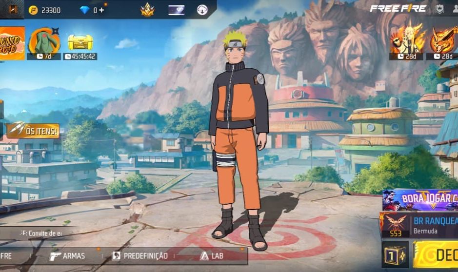 CONTA FREE FIRE COM NARUTO