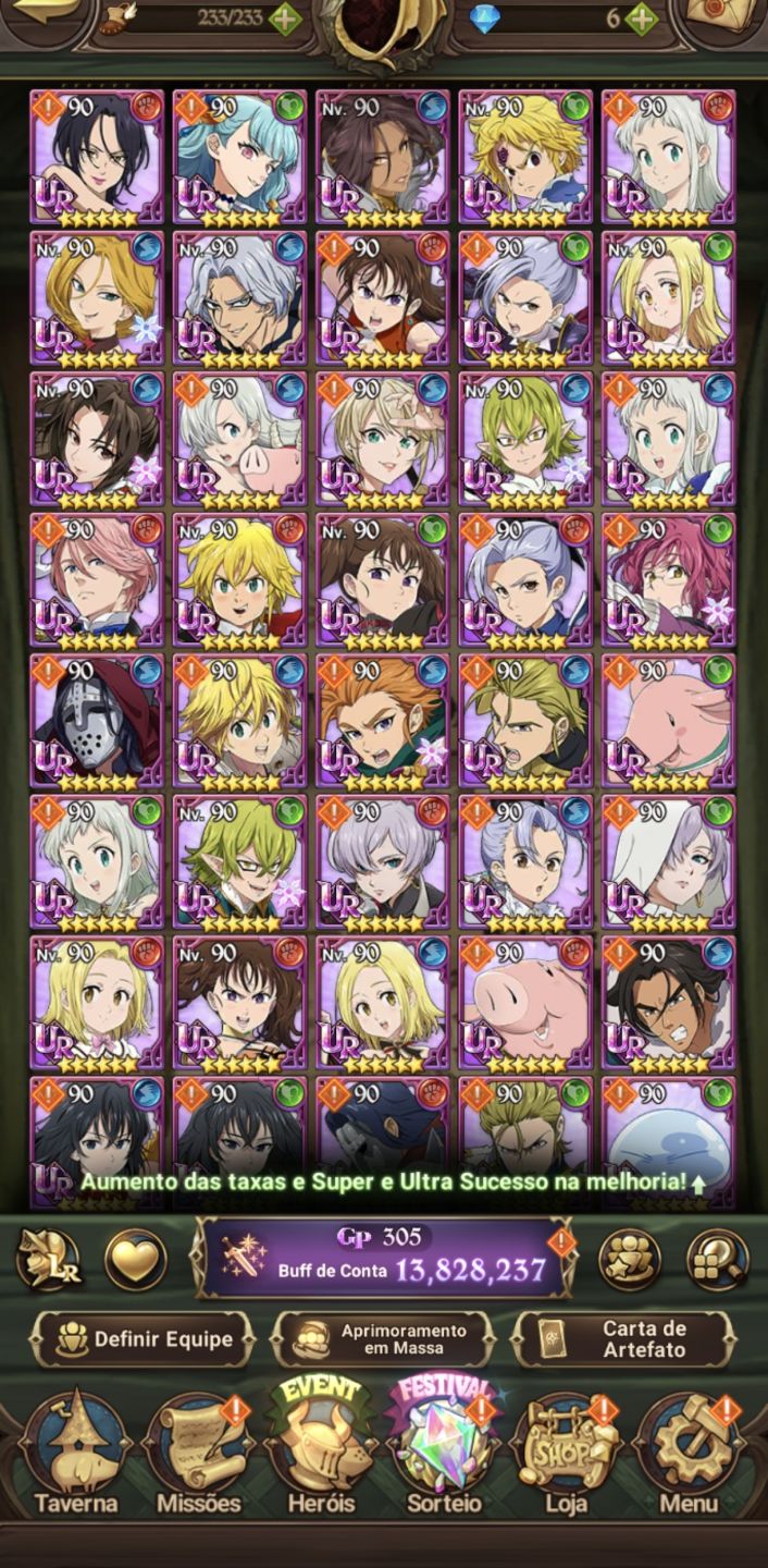 Conta do The Seven Deadly Sins grand cross com 13KK e 500 de CCbox