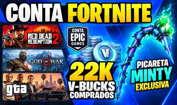 Conta Fortnite 22k Vbucks+picareta minty exclusiva + RDR2 + God of War + GTA V