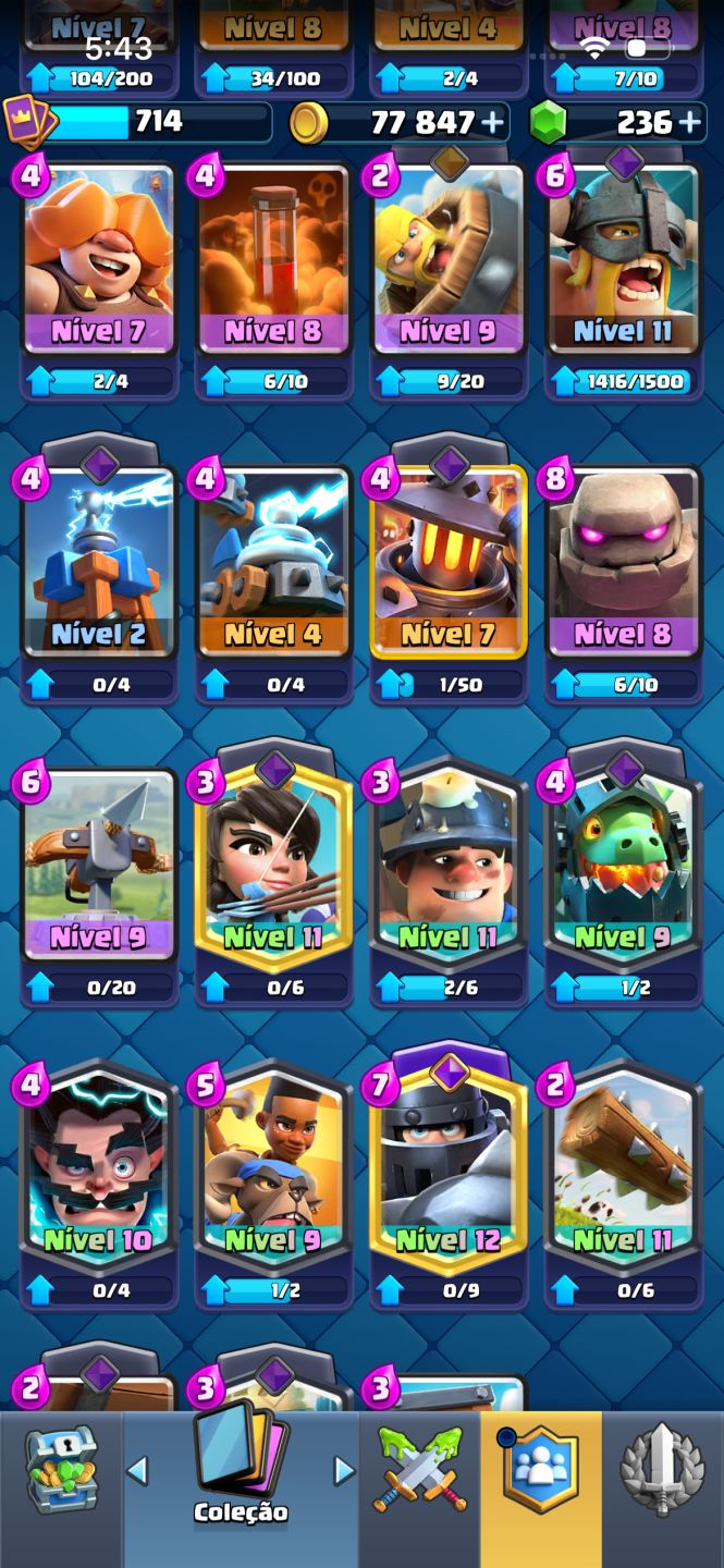 Conta clash Royale com mega cavaleiro nível 12 arena 12 mais princesa nível 11