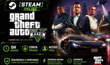 [STEAM] ONLINE | Grand Theft Auto V | 0H JOGADAS | CONTA PRIVADA + CONTA FIVEM