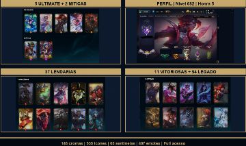 Conta LoL 2013 |5 ULTIMATE |11 VITORIOSAS |434 Skins |94 de Legado|Full Acesso