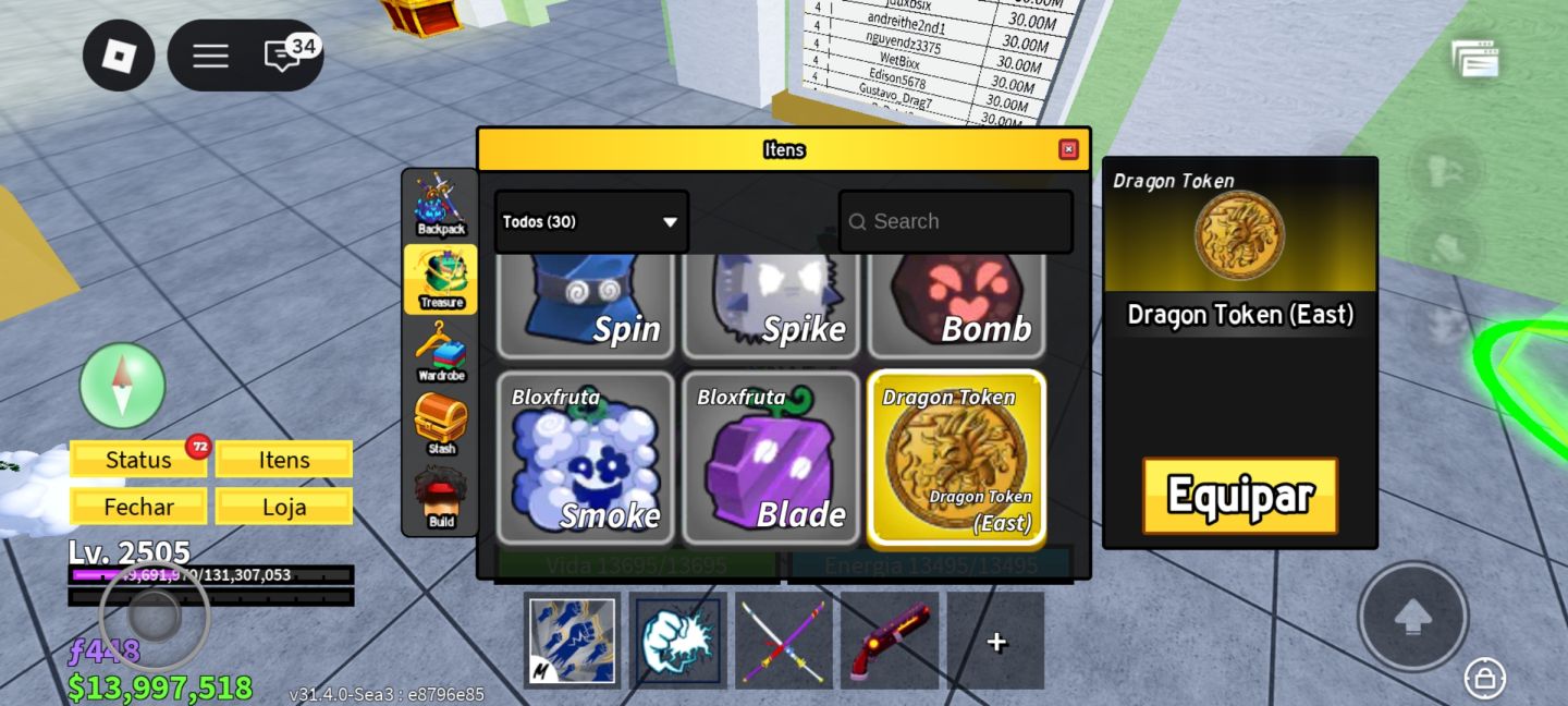 CONTA DE BLOX FRUITS COM TODAS GAMEPASS 30000bounty com Frutas perms