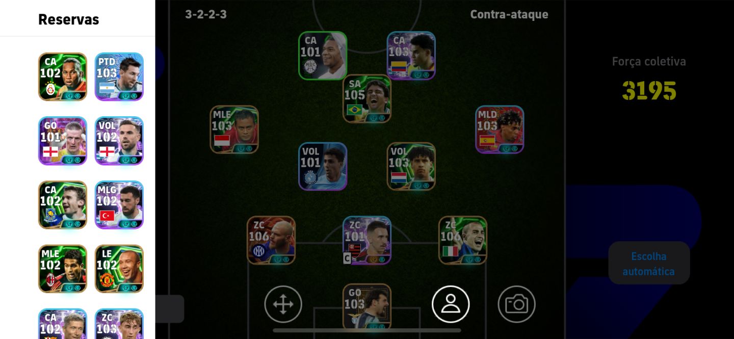 Conta brava de Efootbal, com blitz