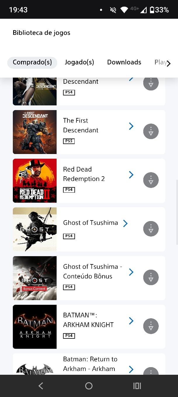Conta de Playstation com diversos jogos AAA pra PS4/PS5