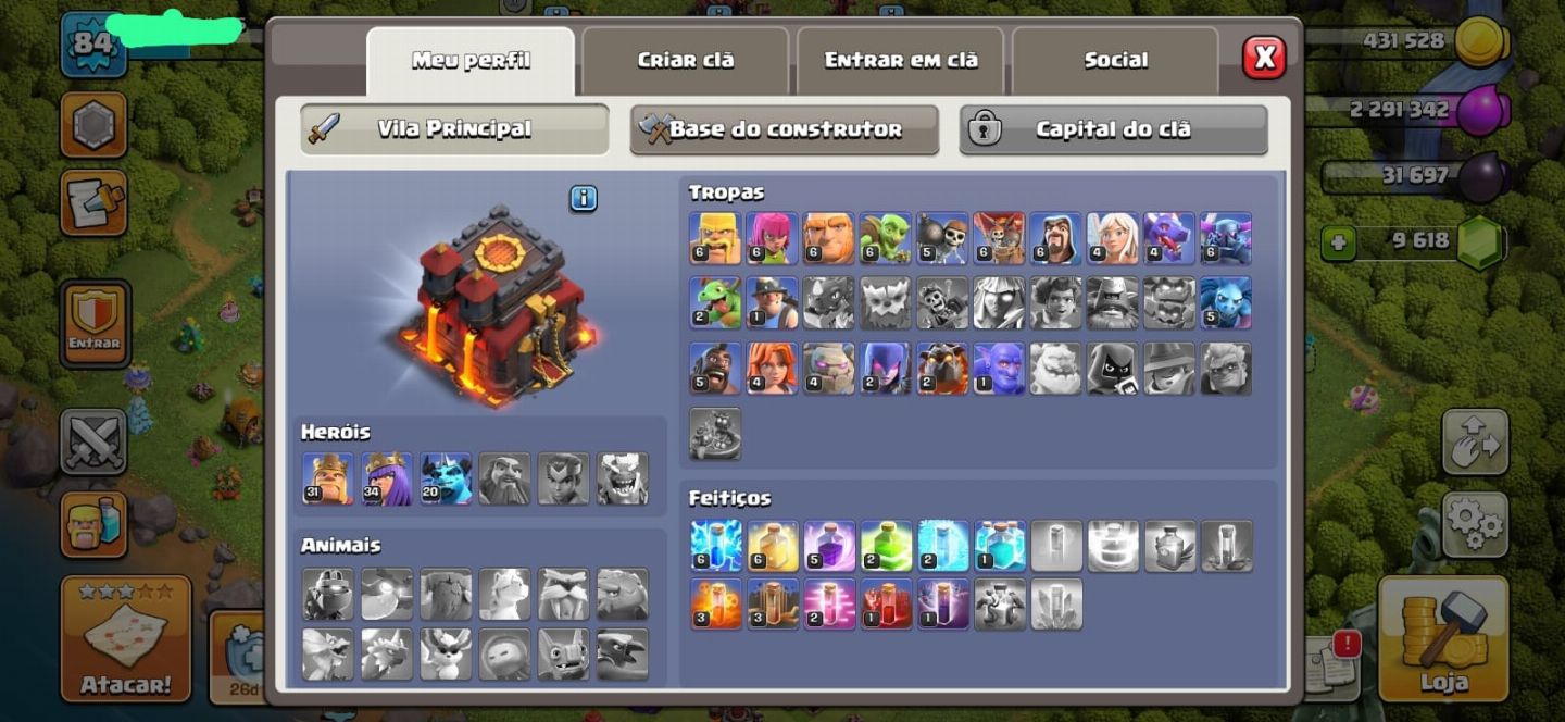 Conta de Clash of Clans CV10 bem upado! (Tempo limitado)