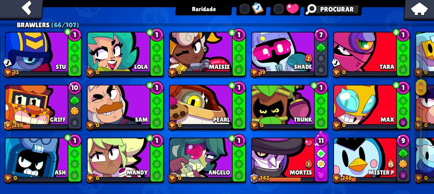 Brawl Stars 4.4K | 66 Brawlers | 5 Lendários | 20 Hipercargas | Máx. Prata II