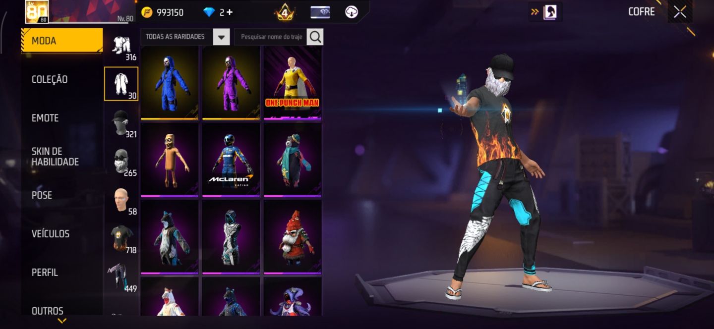 Conta Free Fire LvL 80 antiga