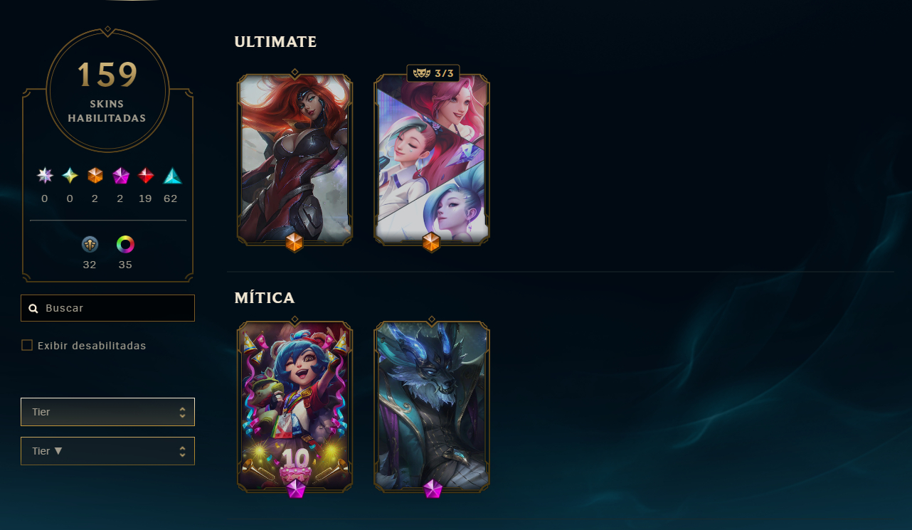 CONTA DE LOL FULL ACESSO, 159 SKINS, 2 ULTIMATE
