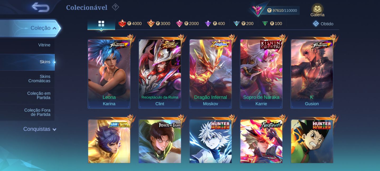 CONTA MOBILE LEGENDS GEMADA COLAB ANIMES