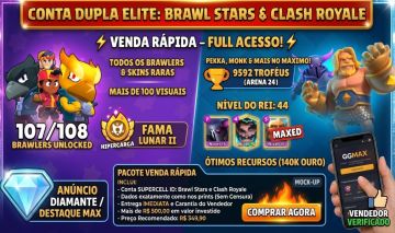 CONTA DUPLA BRAWL STARS (107/108) + CLASH ROYALE (ARENA 24)-FULL ACESSO|MESMO ID