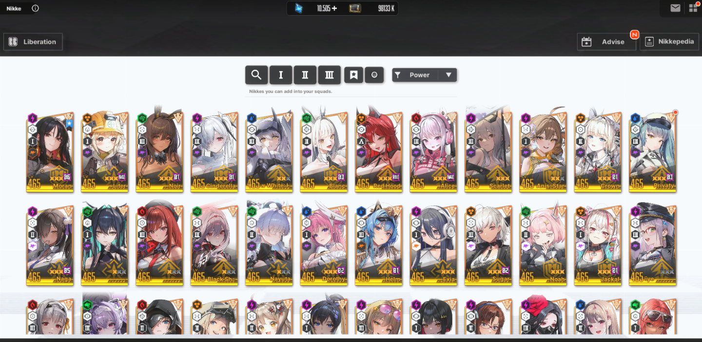 Nikke: Lvl 680, 1319K Power, 194 Nikkes, 27 Costumes / NA