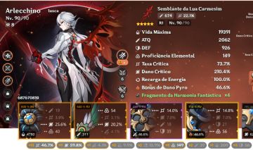 Conta de genshin focada na arlecchino