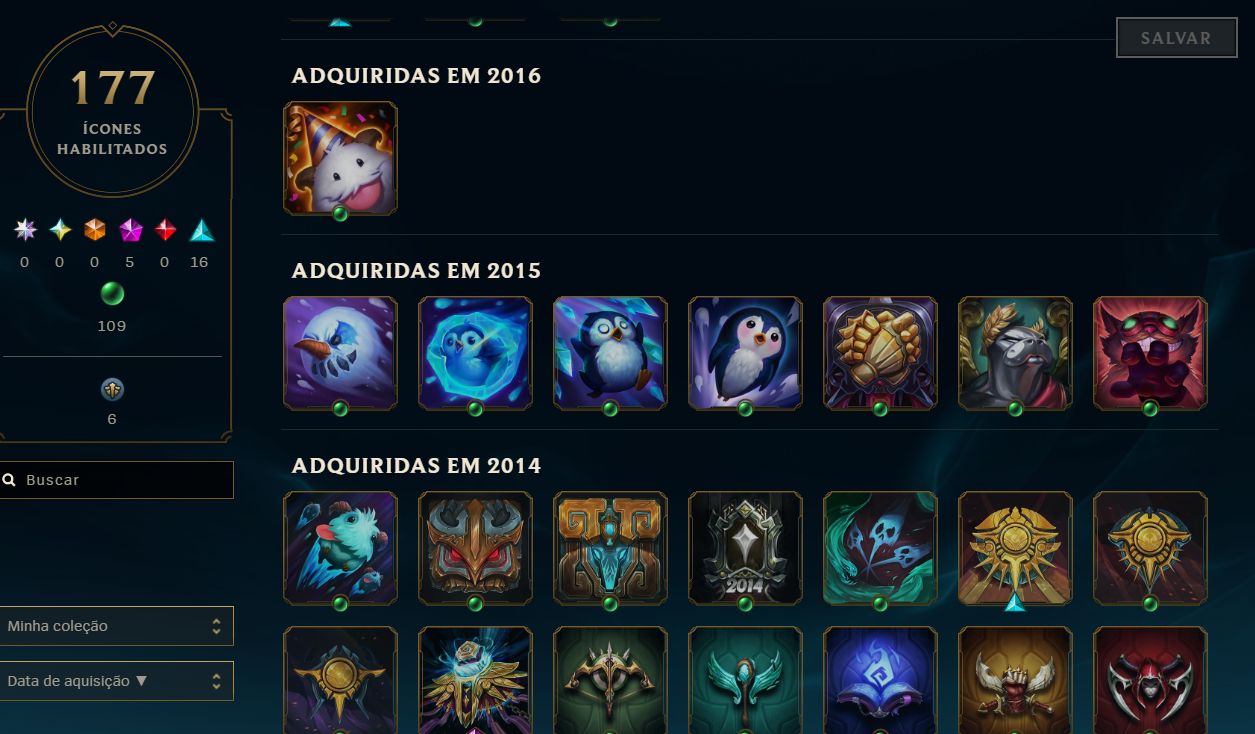 RARA 2012 - 115 SKINS - TODOS CAMPEÕES - FULL ACESSO 100% SEGURA