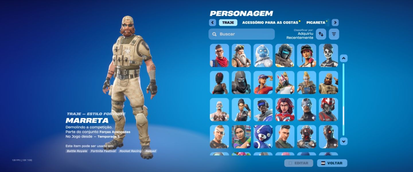 Conta Fortnite com Skins raras e alguns passes antigos. Machado leviatã e Lara.