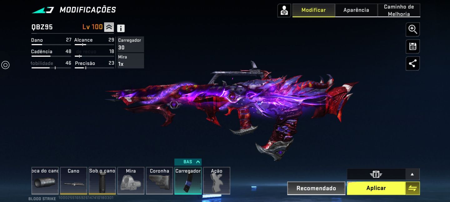 Conta blood stick gemada com armas eternas e evo da nova