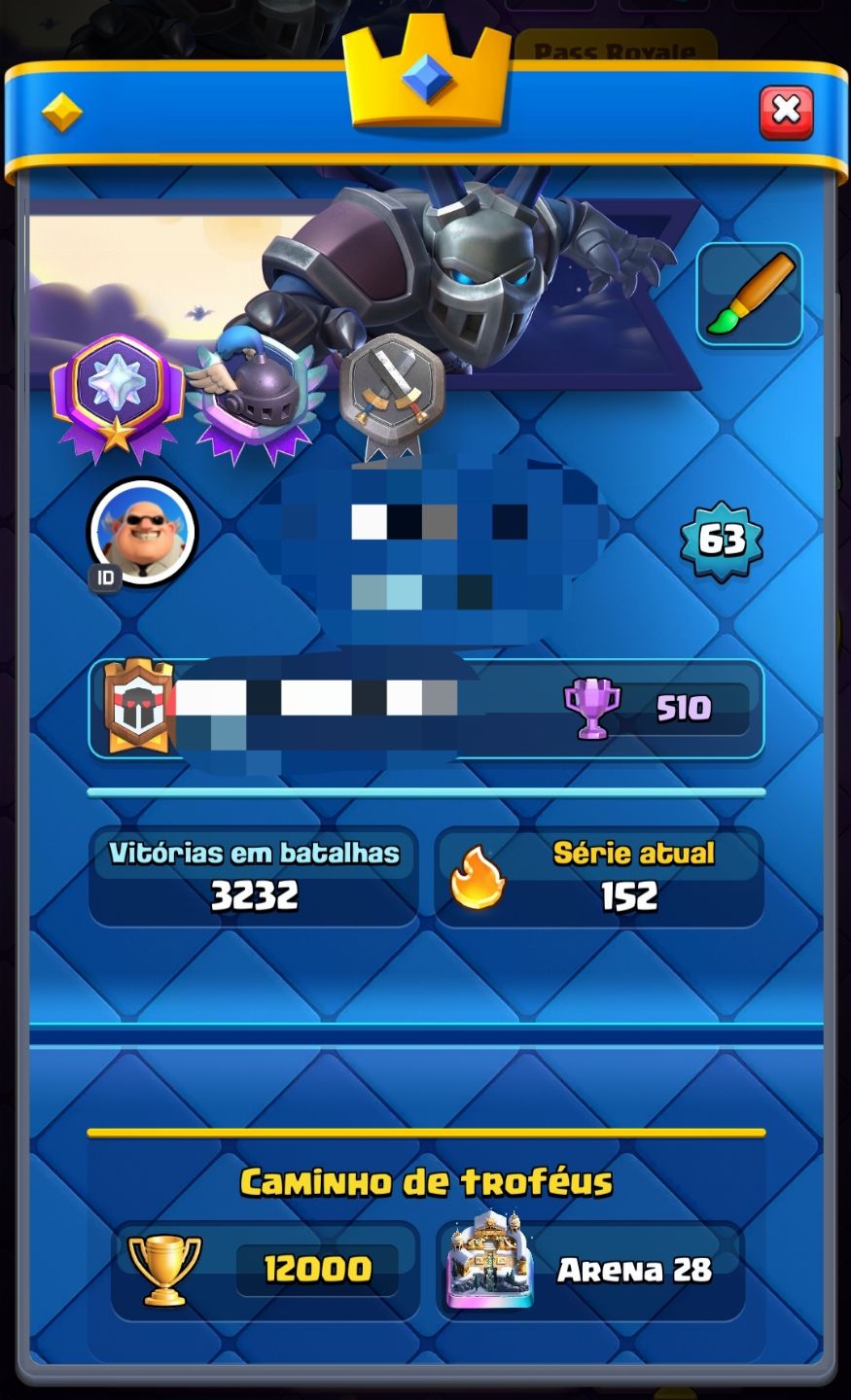 CONTA CLASH ROYALE DE VETERANO