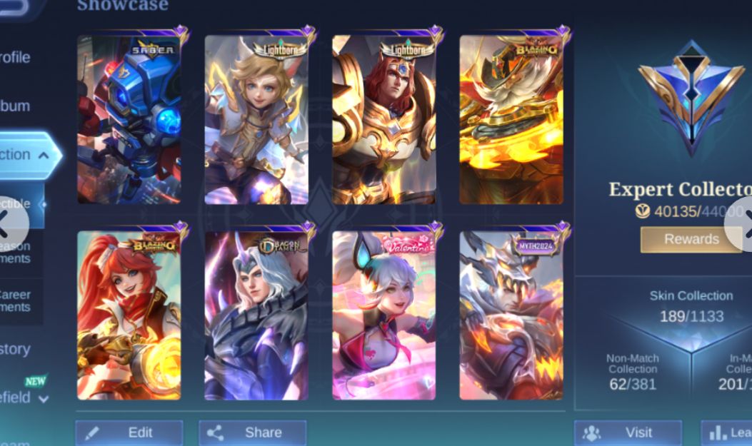 Conta mobile legends muitas skins épicas preço promocional