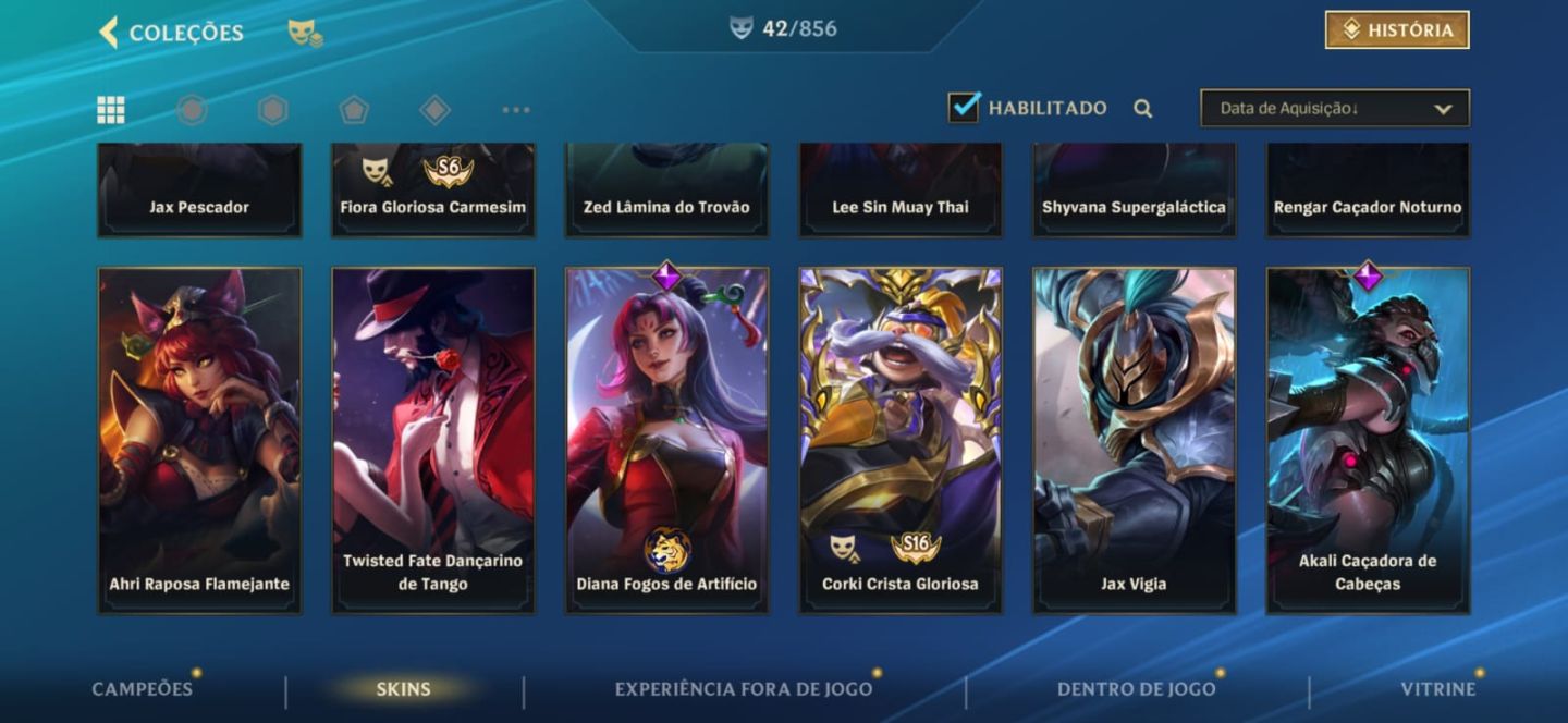 Conta Wild rift com diversas skins raras