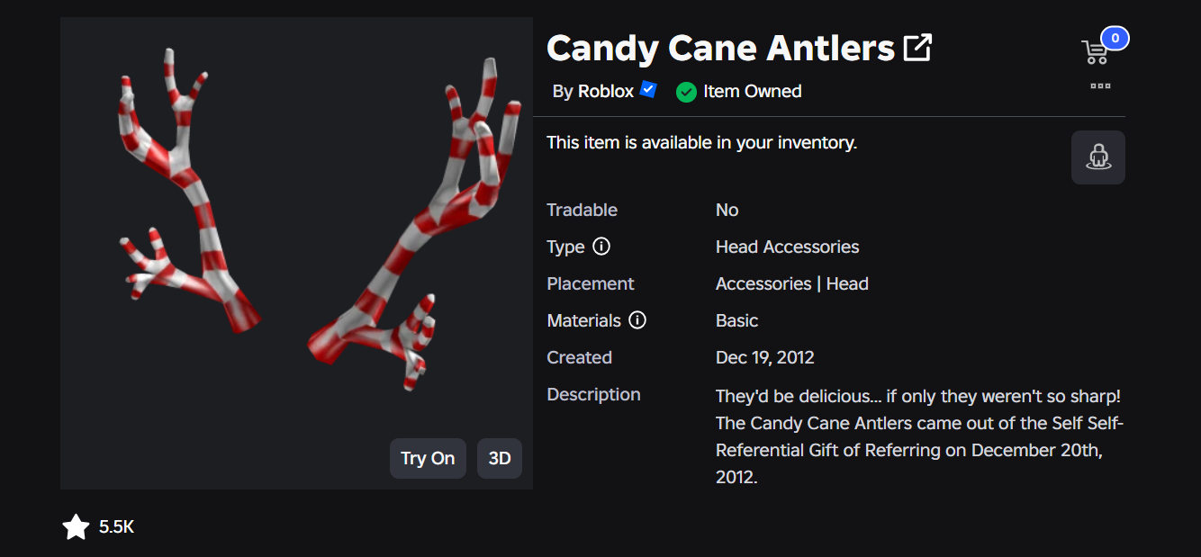 CONTA ROBLOX ANTIGA 2011 CANDY CANE ANTLERS + 17 OFFSALES E 2K RAP [UNVERIFIED]