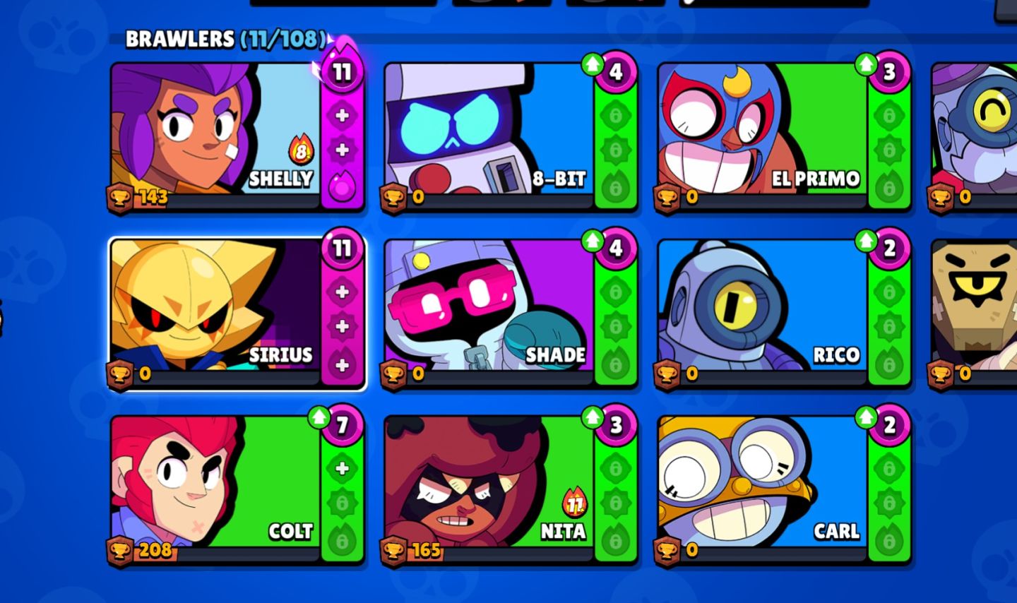 Conta brawl star iniciante com sirius lvl 11