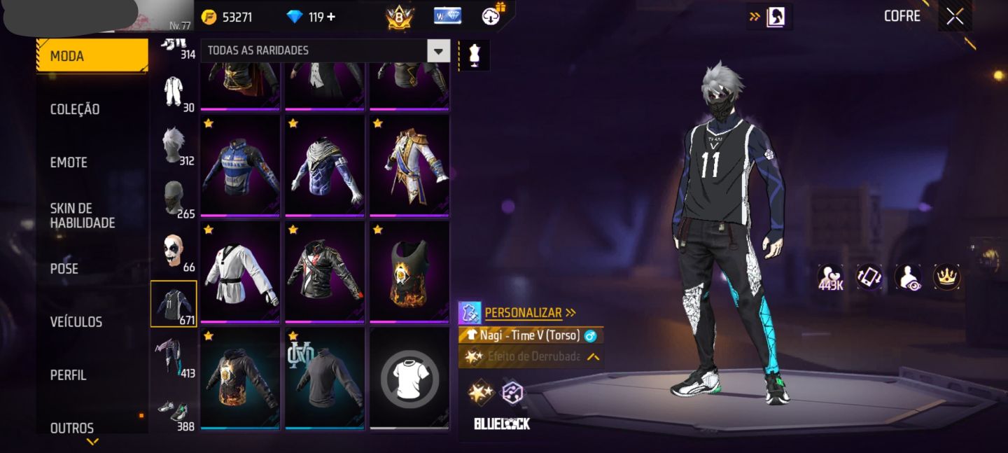 CONTA DE FREE FIRE PRIME 8 (MUITAS ATRIBUTADAS)