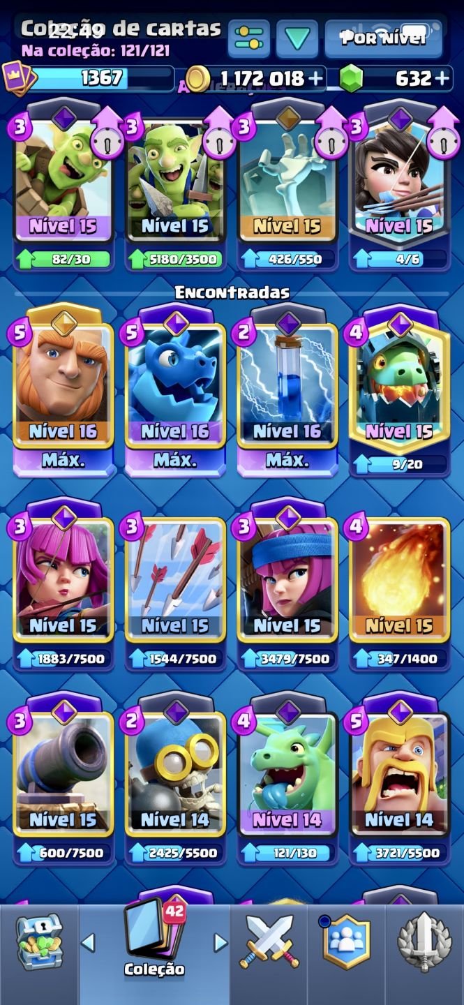 Clash Royale 10.5K + COC CV9 Nível 76 | Emotes Raros | Cartas upadas