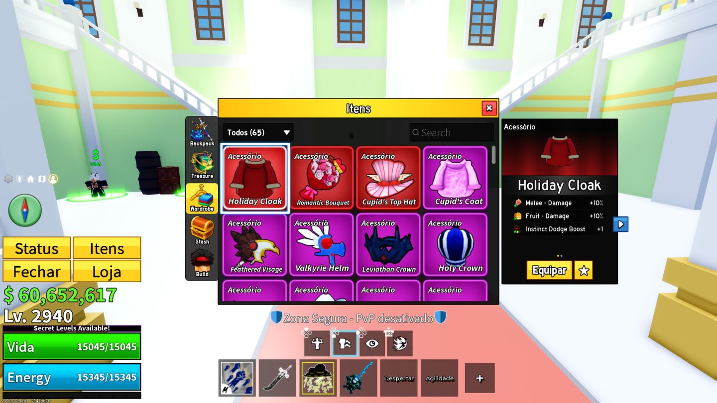 Conta de Blox Fruits, Varias Frutas Permanentes, 5 Slots e Todas as Gamepasses