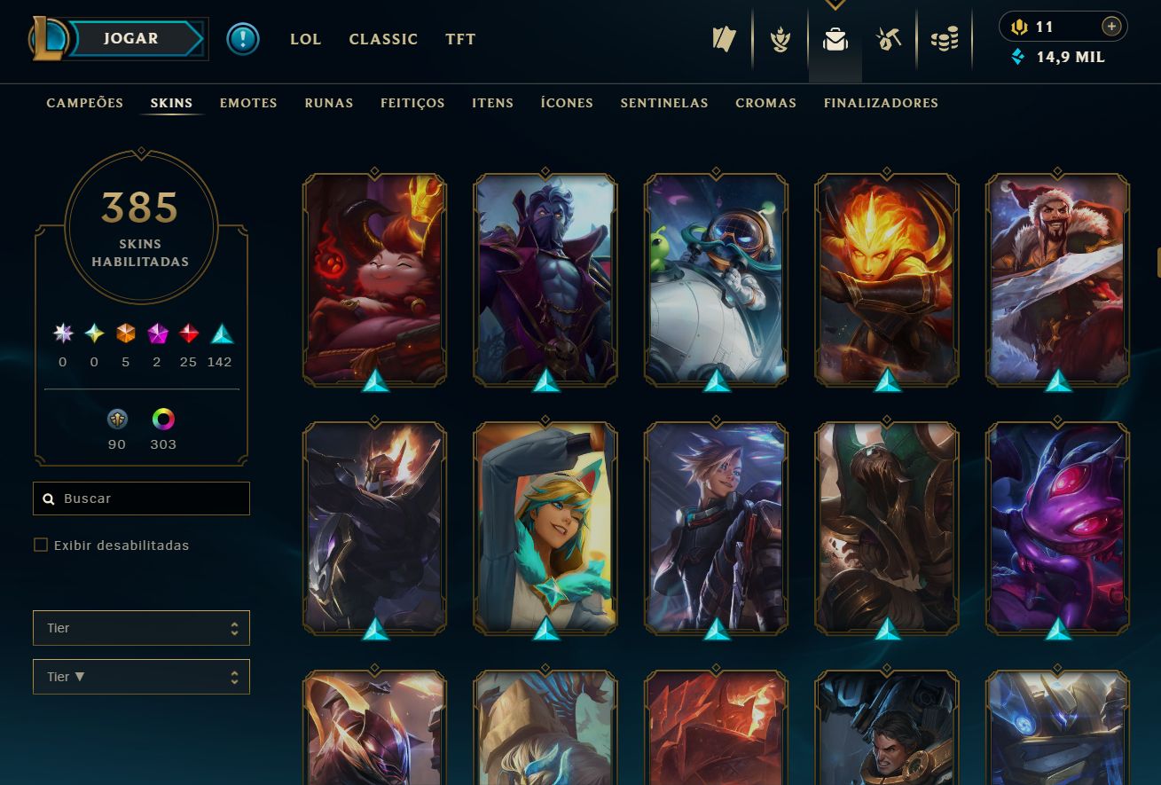 Lvl 498 | 385 Skins | Icones 2012 | Morgana Vitoriosa, Bordas de Skins e Mais..