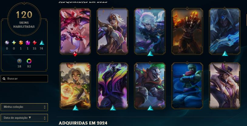 Conta League of Legends Nível 348 | 120 Skins | Ouro 4 | Ótimo Custo-Benefício