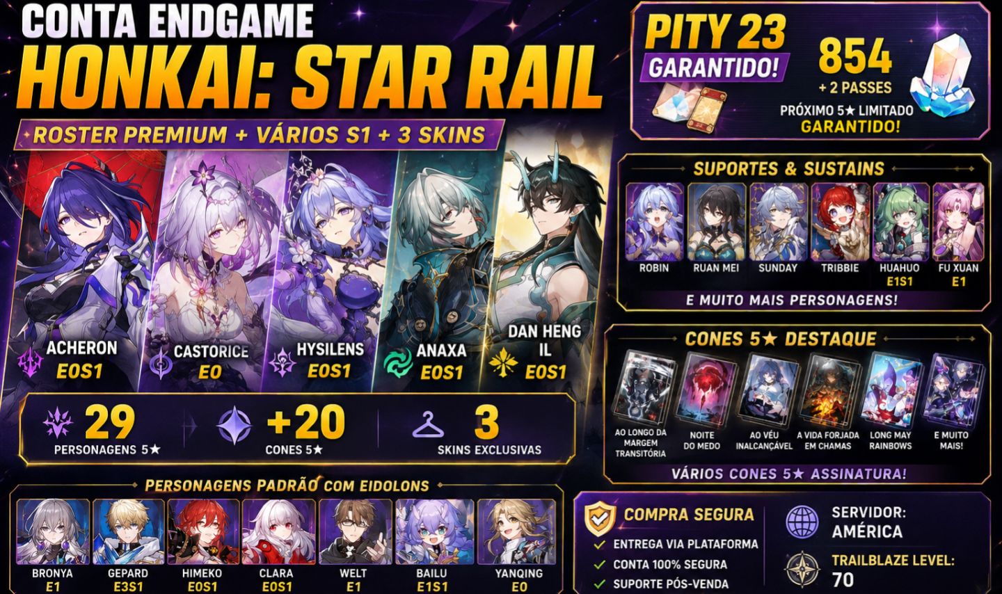 HSR TL70 [AMERICA] Acheron E0S1 + Castorice + Hysilens E0S1 + Anaxa E0S1
