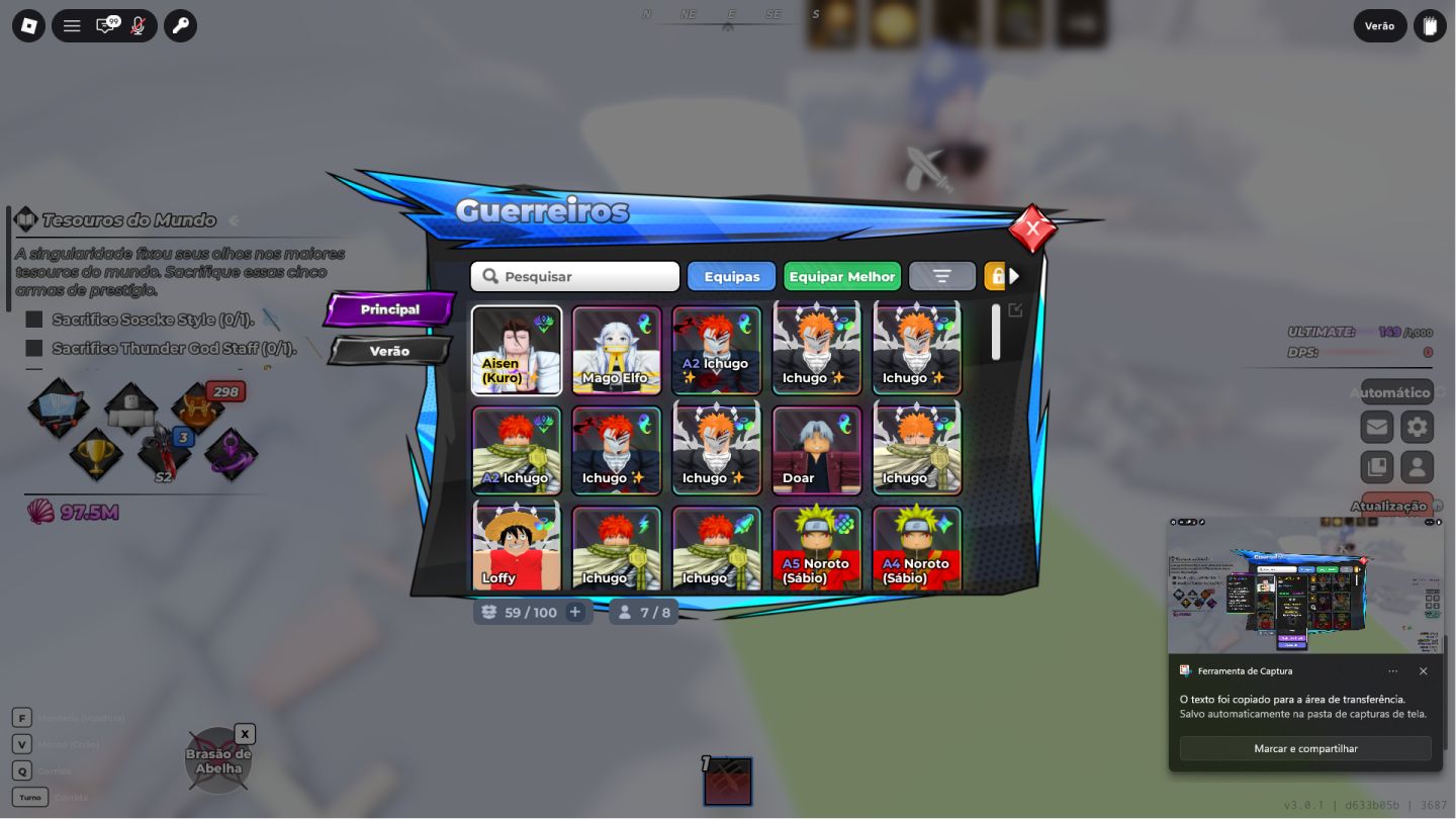 CONTA ANIME WARRIOS 3 E VARIOS OUTROS JOGOS UPADA COM AIZEN SHINY!!