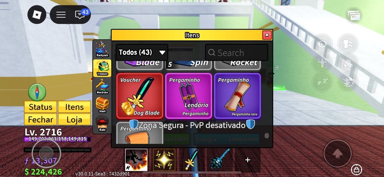 Conta blox fruits com dragão permanente e todas as game pass do jogo.