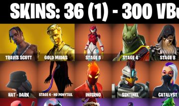 36 Skins + Travis Scott + Gold Midas + Rox + Cactus Jack BB 300 VB