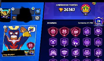 CONTA BRAWL STARS 26K | 65 BRAWLERS | 27 HIPERCARGAS | SKINS MHA