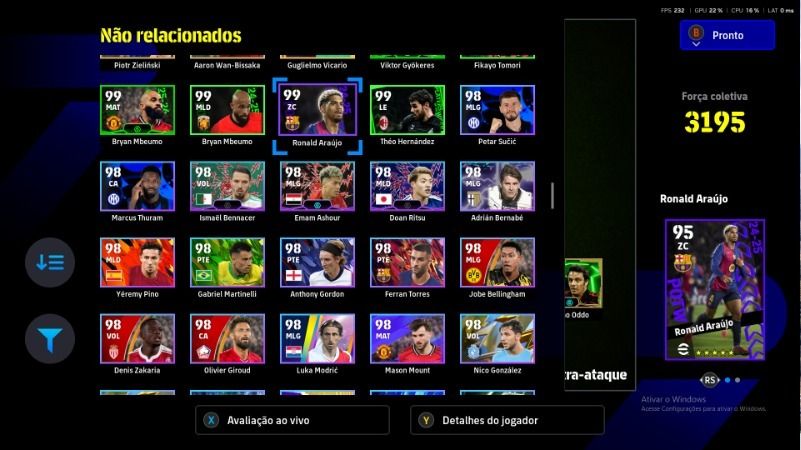 Conta com del Piero blitz curler, messi, etooEfootball pc/Steam