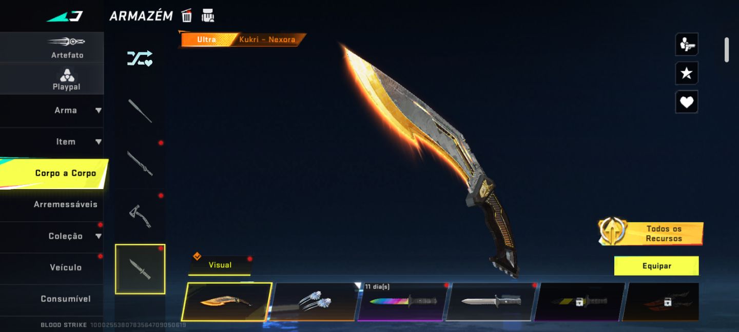 Conta blood strike com 3 facas 3 eternas e vários personagens, olhe a descrição