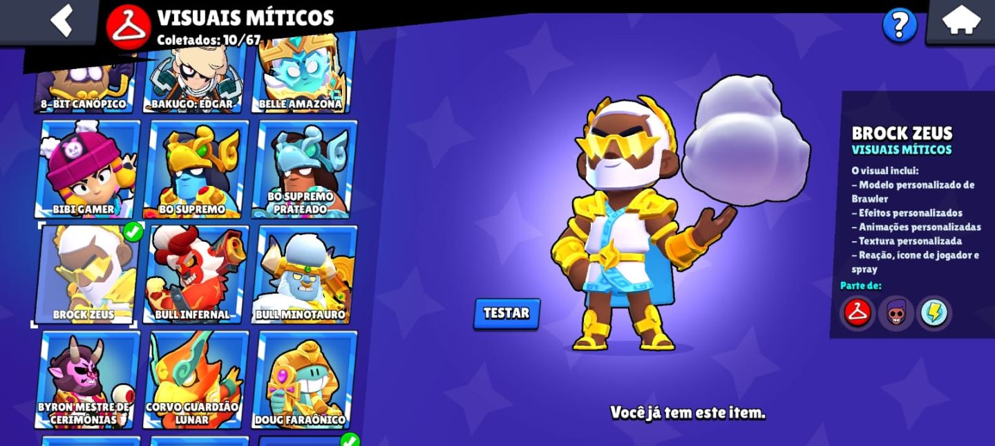 Conta brawl stars com muitas skins e todos os brawlers