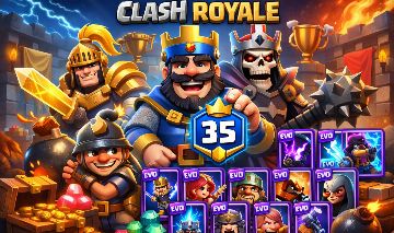 Conta Clash Royale Nível 35 3 Campeões + Herói | 11 Evoluções |