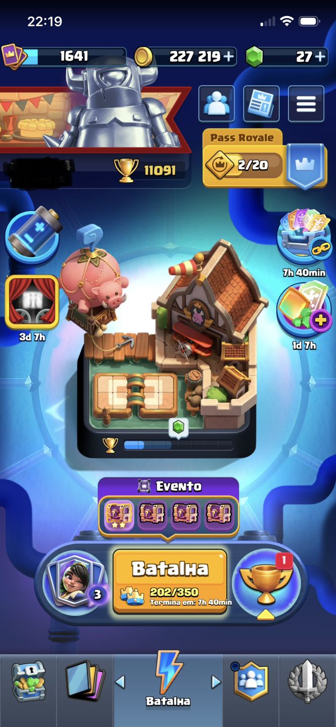 Conta Clash Royale passe da mini pekka completo 8 heróis, 19 evoluções